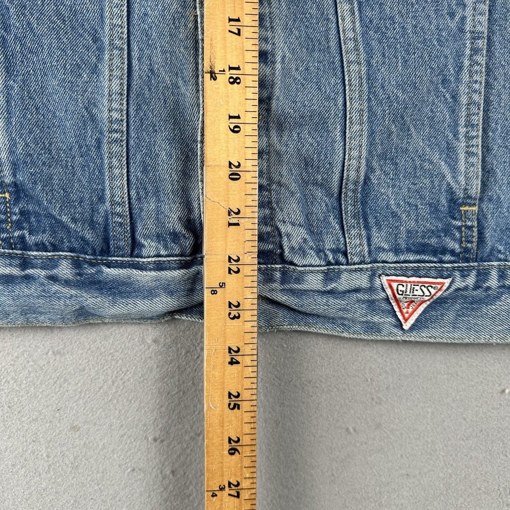 Vtg Guess Denim Trucker Jacket Men's Small Blue Denim Georges Marciano - Picture 12 of 16